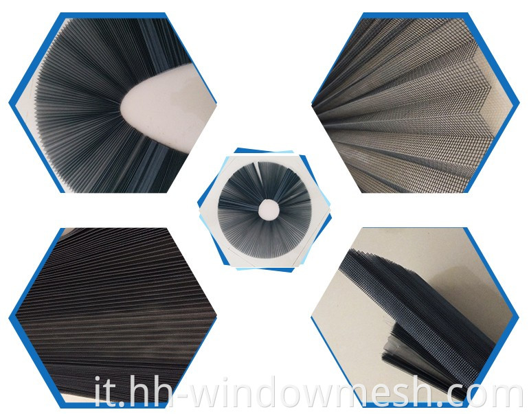 Polyester per schermo a mosca piegato da 16 mm con schermata di insetti pieghettata in fibra di vetro